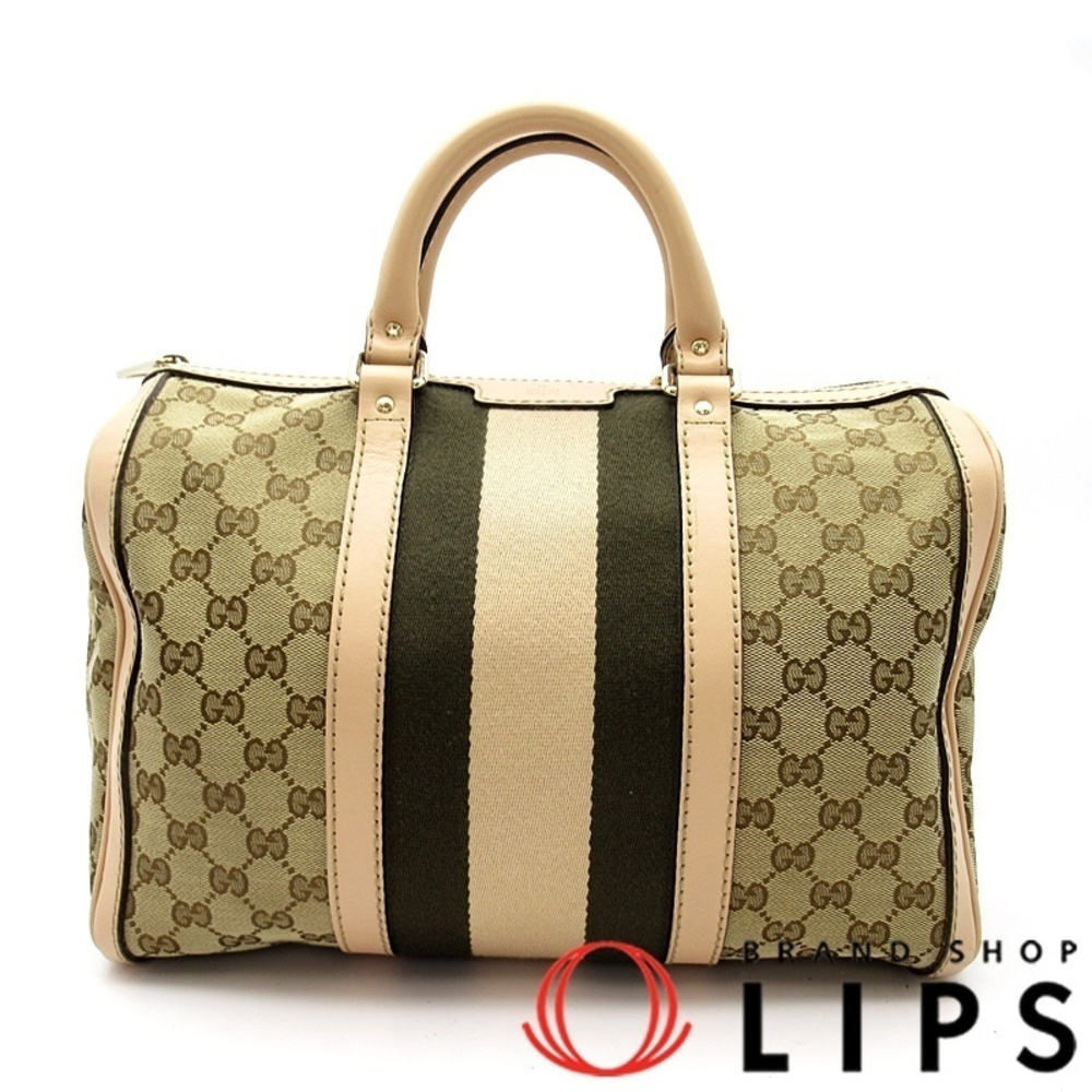 Gucci Boston Bag GG Canvas Leather Beige